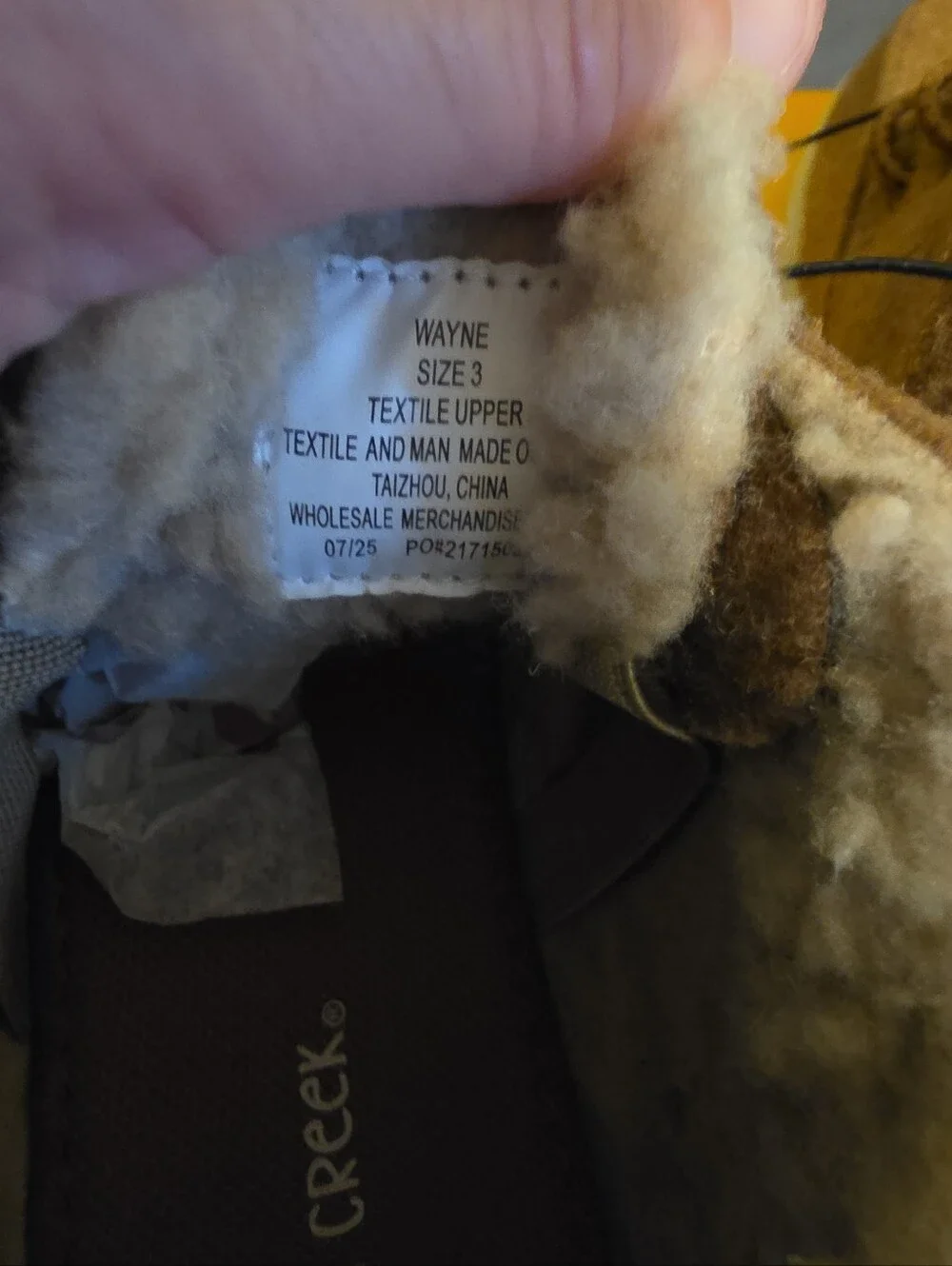 NIB Falls Creek Boys Size 3 Wayne Brown Faux Wool Lined Easy On Boots